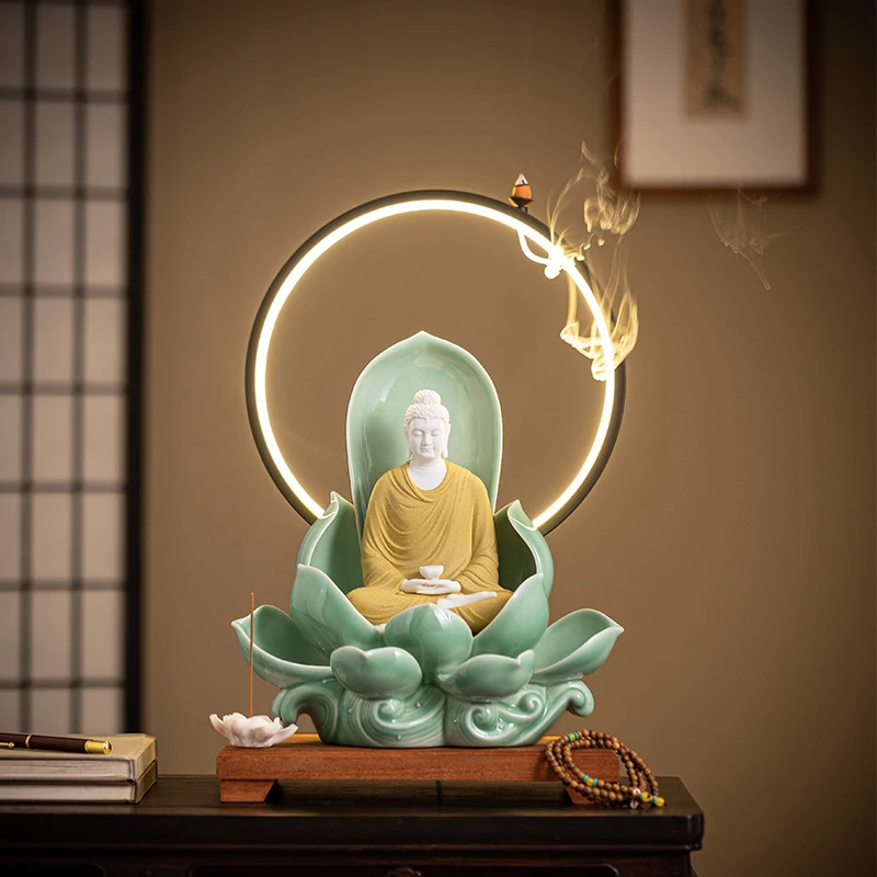 Home Decor New Chinese Style Ceramic Ami-Tuo-, Guanyin, Mahasthamaprapta Buddha Statue, Western Three Saints Figurine Orna