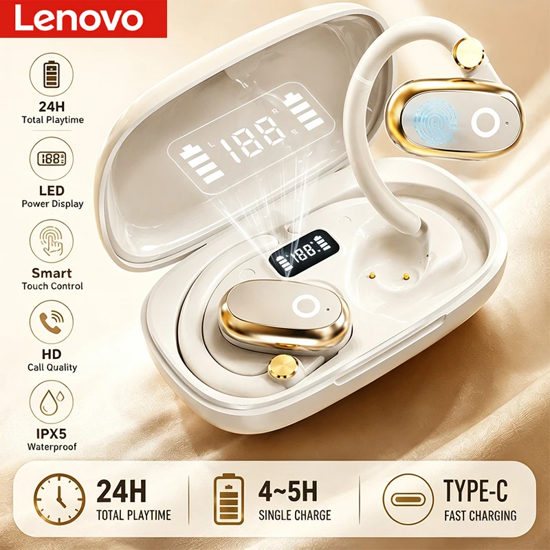 Original Lenovo EA366 Bone Conduction Wireless Bluetooth Headphones HD Stereo Music Game Noise Reduction Earphones Sport Earbuds