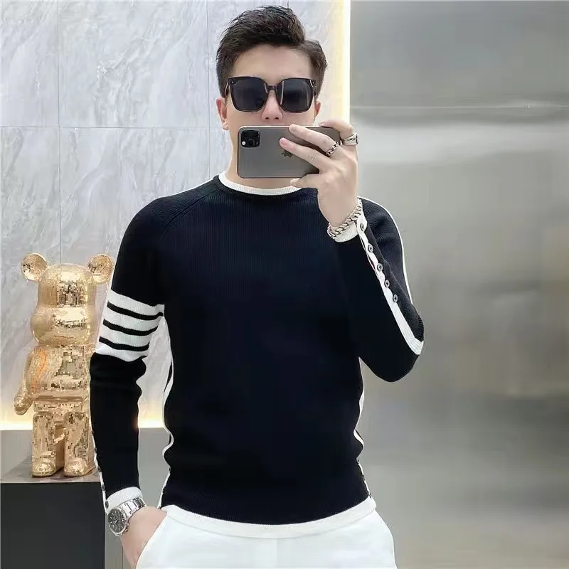 Korean Authentic Golf Sweater Men's Golf Wear 2024 Autumn New Golf Knit Fashion Round Neck Golf Jumper Men's Golf Clothing