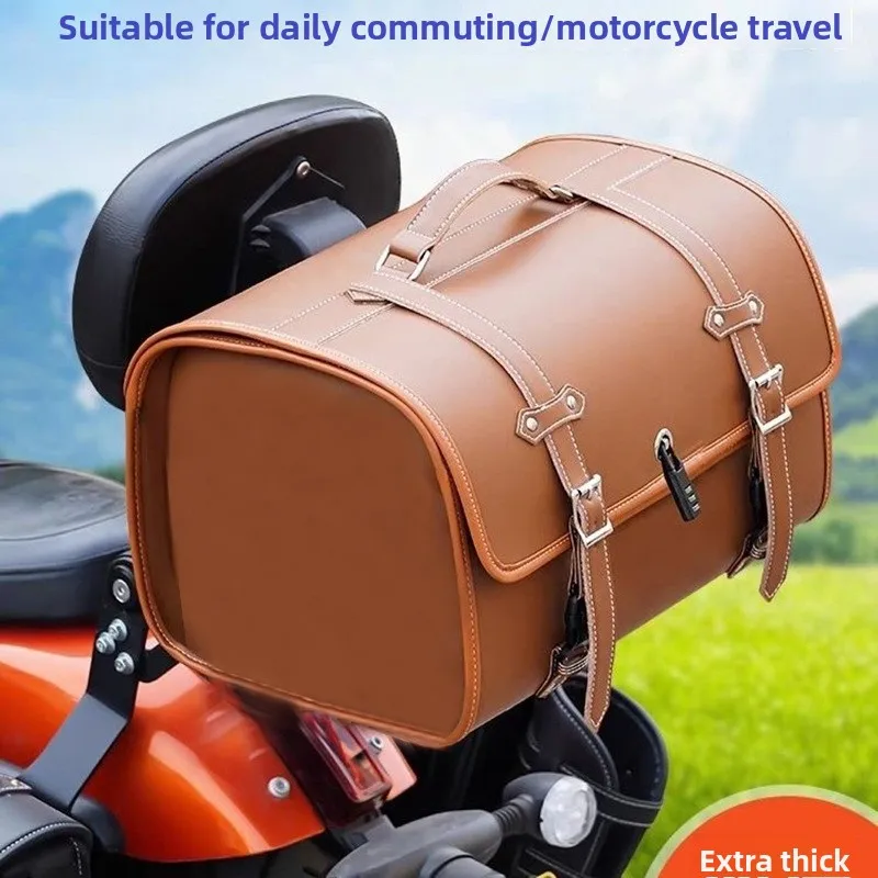 

Retro Motorcycle Tailbox Bag Waterproof Vehicle Storage Bag Rear Pa Rear Trunk Organizer Travel Bag