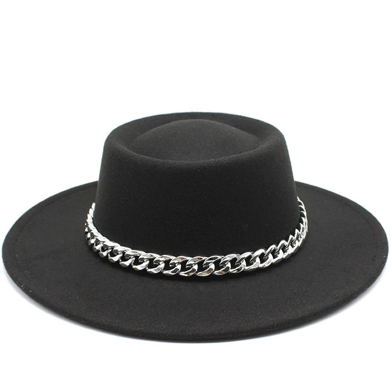 

New British Style 8.5CM Big Wide Brim Fedora Hat For Women Fashion Autumn Winter Felt Church Hats Wedding Dress Jazz Cap