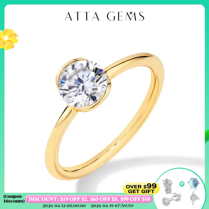 

ATTAGEMS S925 Sliver D Color Round Cut 1CT Moissanite Rings for Women Men With Certificed 10K 14K 18K Gold Fine Jewelry New