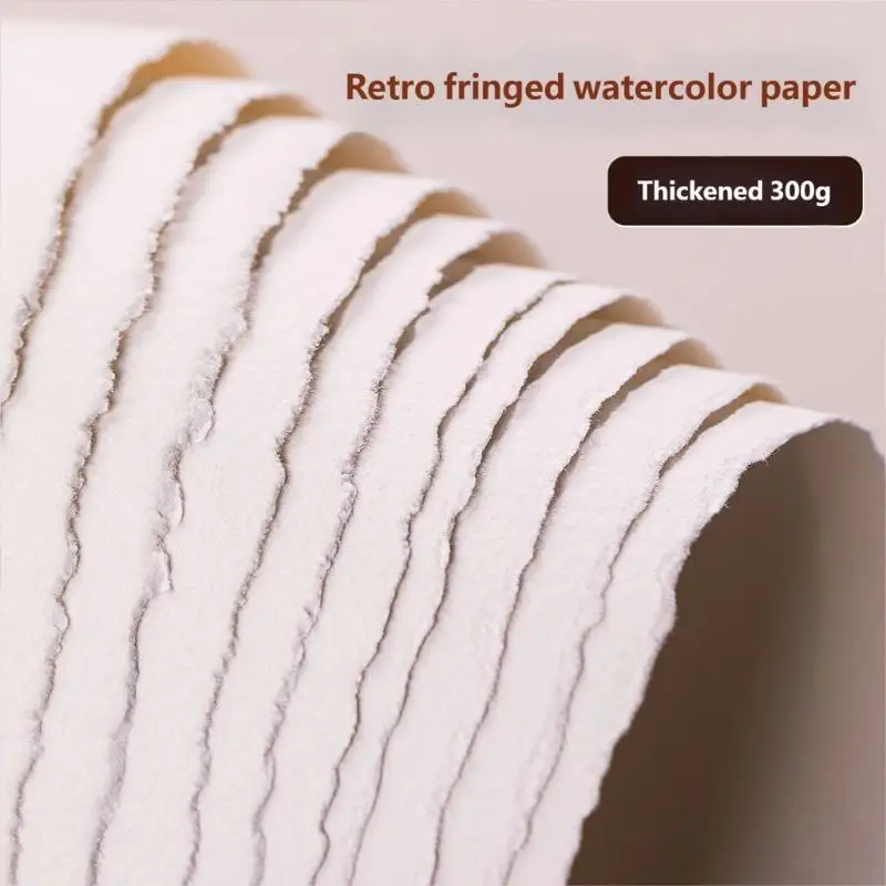 

2025 New 10 Sheet Thick 300g Cotton Deckle Paper High Brightness Perfect For Art