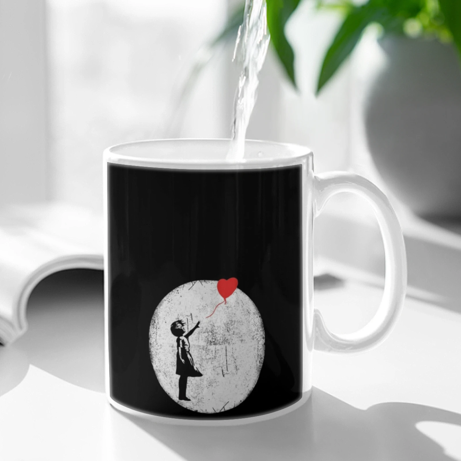 Ballon Girl Banksy White Mug Tea Cup Coffee Mug Friends Birthday Gift Street Art Graffiti Banksy Funny Cool Graphic Distressed