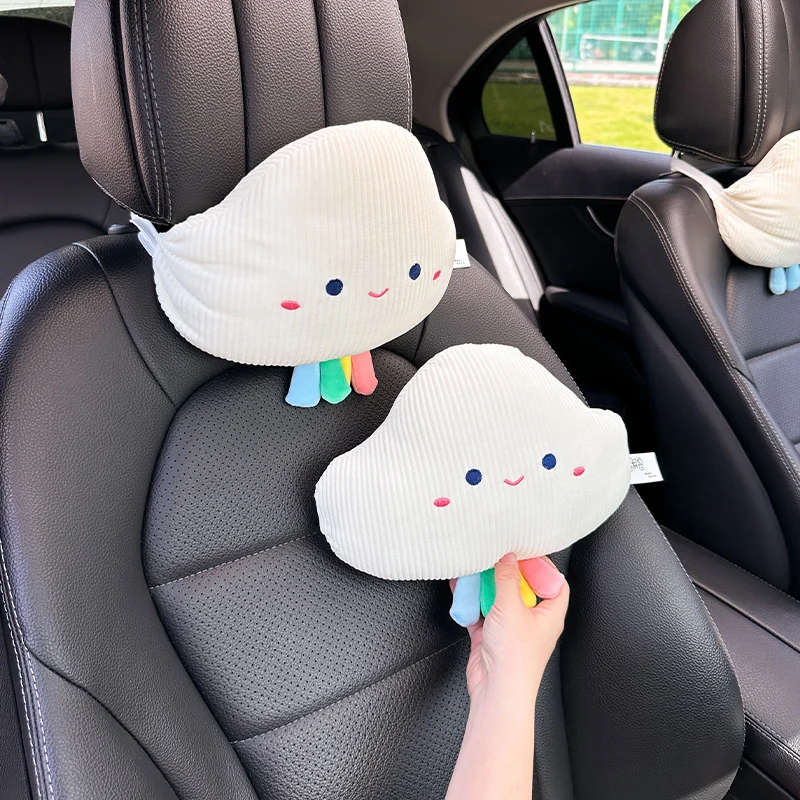 New Cartoon Creative Cloud Rainbow Soft Cute Lumbar Support Car Waist Neckpillow Headrest Car Interior Decorations