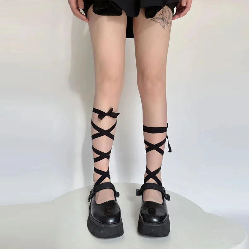 Ballet Invisible Lace Boat Socks Cross Straps Japanese Girlish Spring Summer Thin Breathable Balletcore Anti Slip Boat Socks