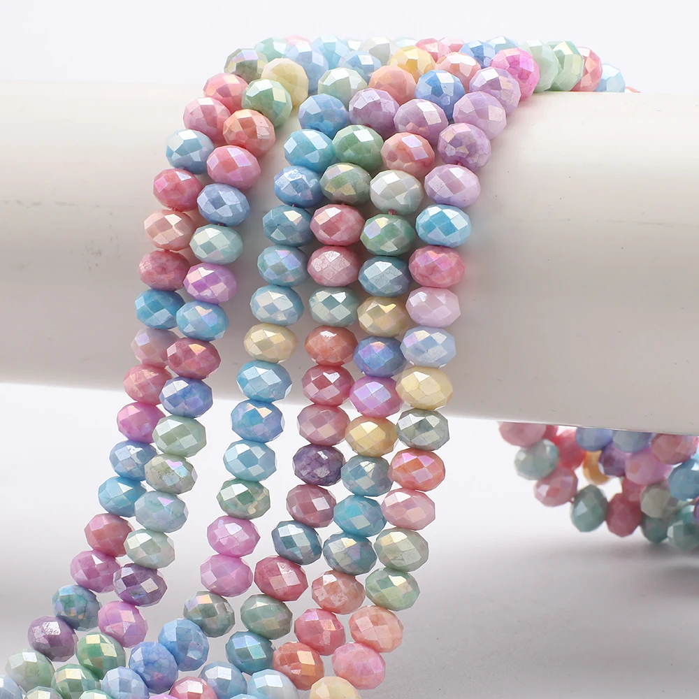 8mm Macaron Porzellan Farbe Rondelle Kristall Glas Perlen Farbe Facettierte Lose Spacer Glas Perlen für Schmuck Machen DIY Halskette