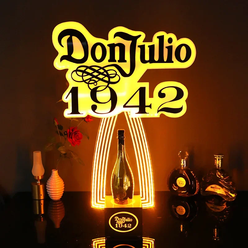 LED luminous wine holder, foreign wine base display rack, golden yellow light acrylic wine rack