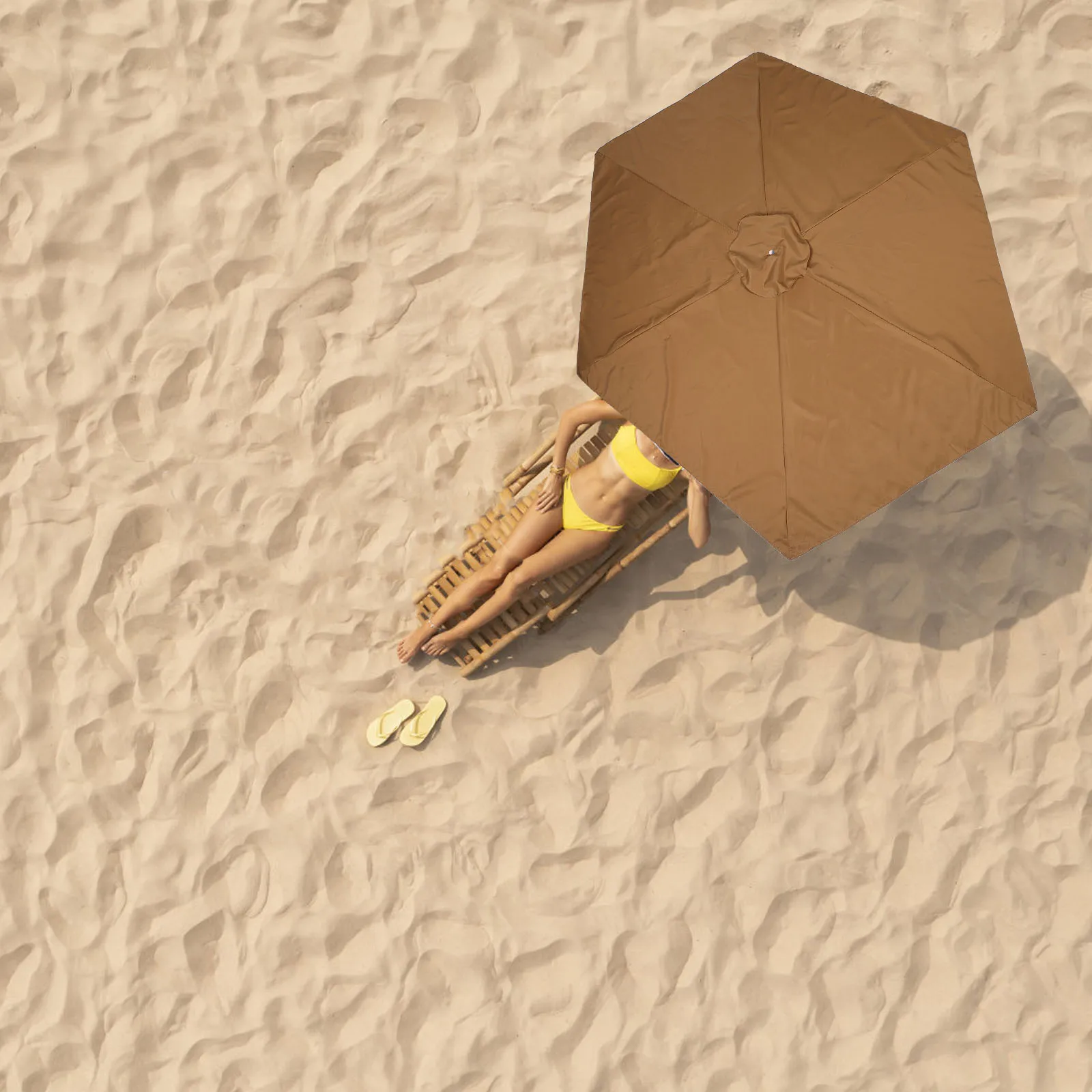 

Parasol Sun Umbrella Replacement Cloth Canopy Electric Car Cover Fabric Khaki Patio Waterproof Outdoor Durable Polyester