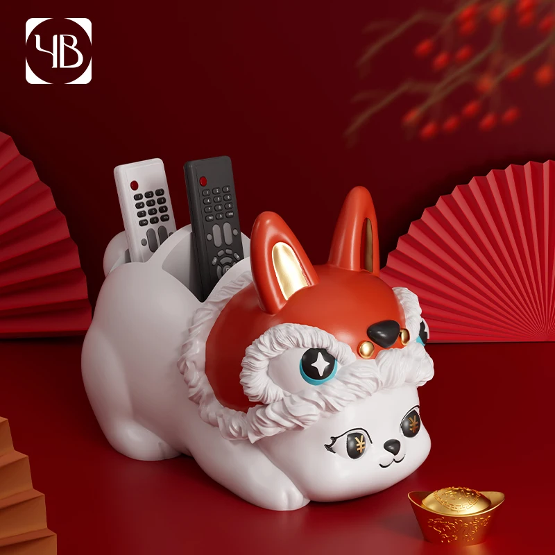 

XK National Fashion Rabbit Ornaments Living Room Coffee Table Remote Control Storage Box Spring Festival Gift Decorations