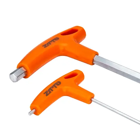 ZTTO T-Handle Hex Key Wrench Set Ball End Long Arm CR-V Steel Allen Keys for Bike Repair Orange Handle 2/2.5/3/4/5/6/8/10mm