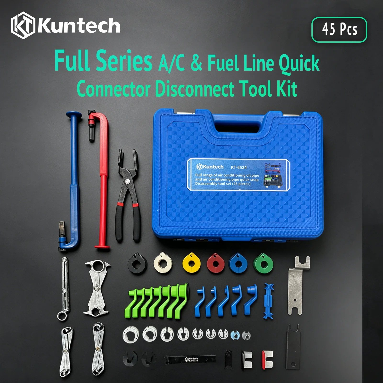 45PCS Quick Disconnect Tool Set Universal Automotive Line Remover Kit for A/C Fuel Line Transmission Line with Case
