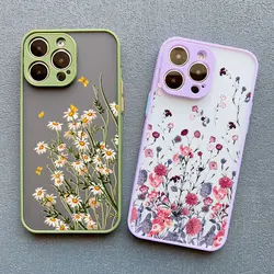 Hand Painted Phone Case For iphone 16 15 X XS XR Flower Shockproof Case For iPhone 7 8 Plus SE 13 12 11 14 15 16 pro MAX Cover