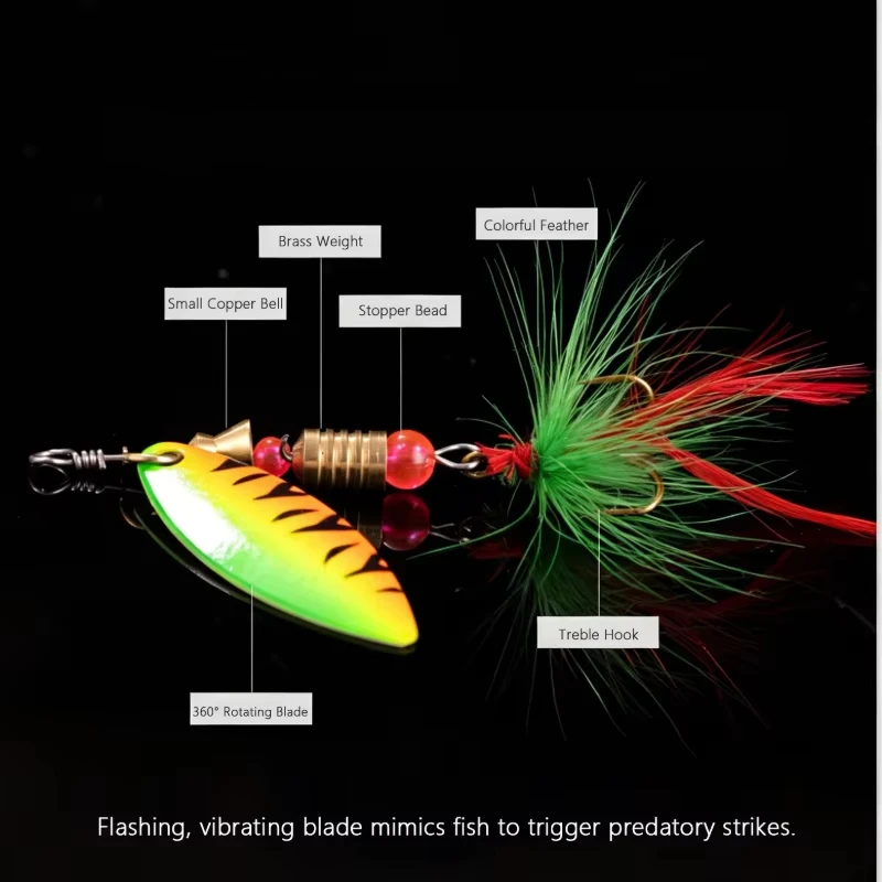 3g To 7g Spinner Lure Set Metal Rotating Blade Fishing Bait Multi Weight Sharp Hooks For Bass Trout Pike Freshwater Saltwater