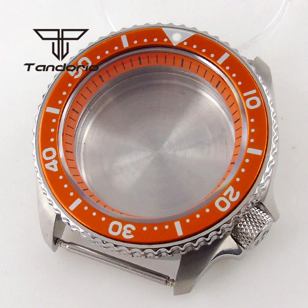 Fit for NH35A NH36A 42mm Stainless Steel Watch Case 3.8 O\'clock Screw Crown Orange Chapter Ring Alloy Insert Sapphire Glass