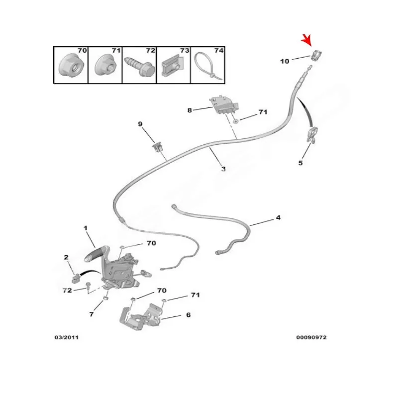 سيارة اليد كابل فرامل يد كليب 1 قطعة لبيجو 508 لسيتروين C5 Aeo.lus A9 العلامة التجارية الجديدة #2