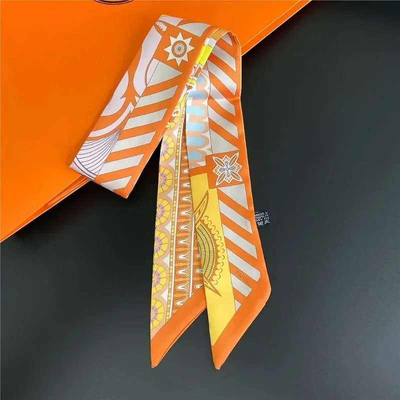 2024 Luxury New Style Women Long Decorative Ribbon Small Scarf Tied Bag Handle Ribbon Hair Band Small Scarf