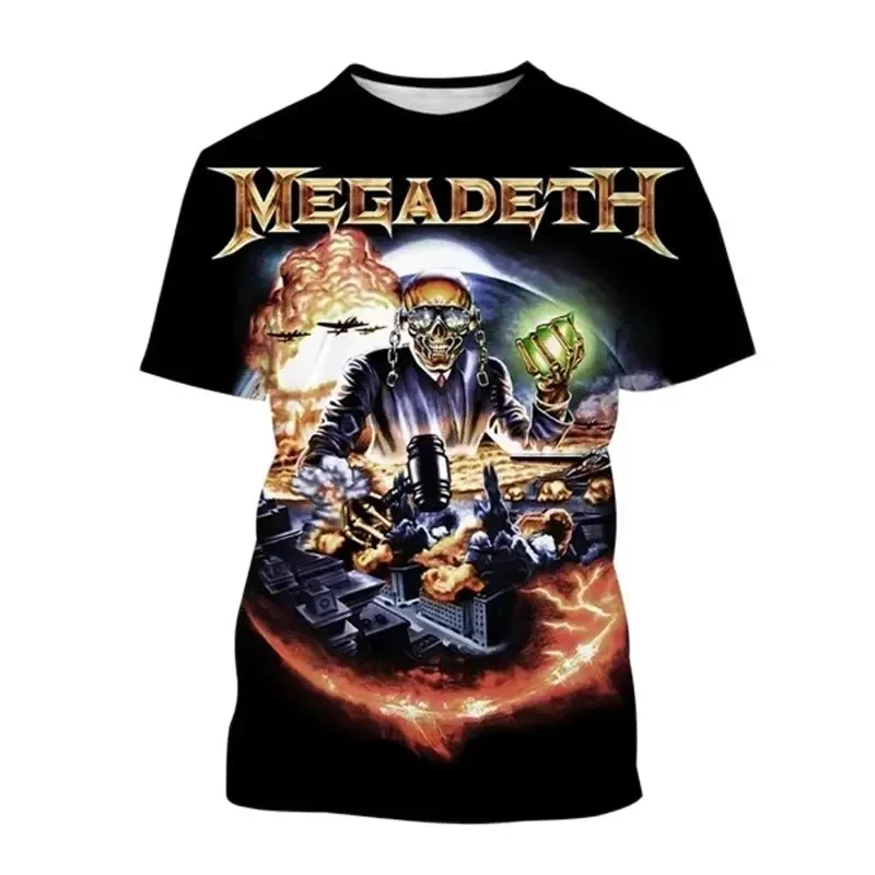 Megadeth 3D Printing Fashion T-shirt Summer Men Ladies Popular T Shirts Hip Hop Style Short Sleeves Men Woman Vintage Tops