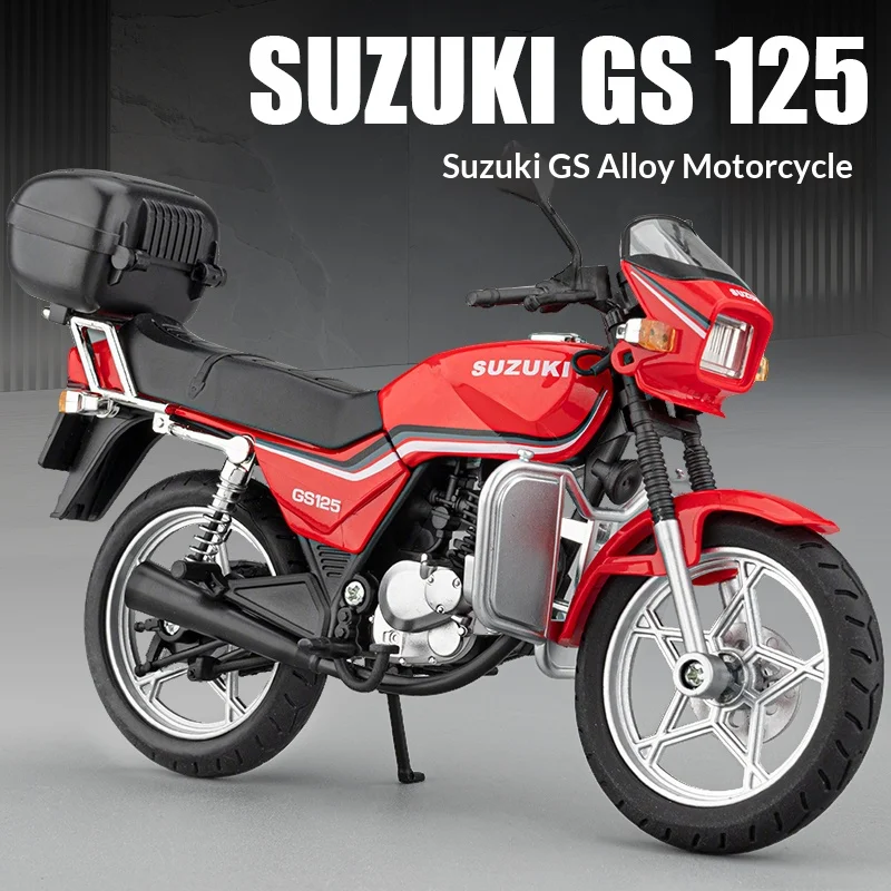 

Модель мотоцикла Suzuki GS125 из литого под давлением сплава, масштаб 1:12, в подарочной упаковке, игрушка для мальчиков, подарок на день рождения для детей.
