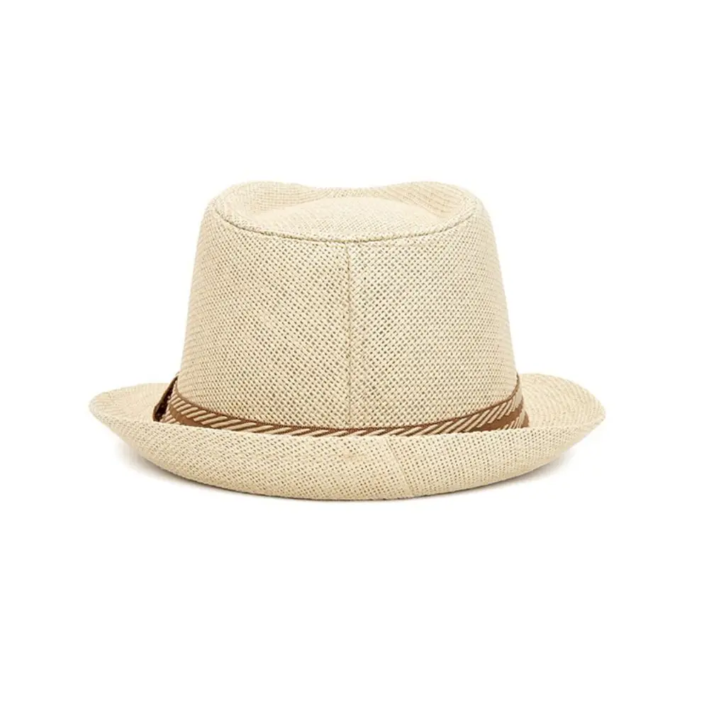Leichter Leinen-Trilby-Hut mit Sonnenschutz, Vielseitiger Fedora-Sonnenhut, Atmungsaktiver Jazz-Strandhut mit Kurzer Krempe, Lässiger Hut