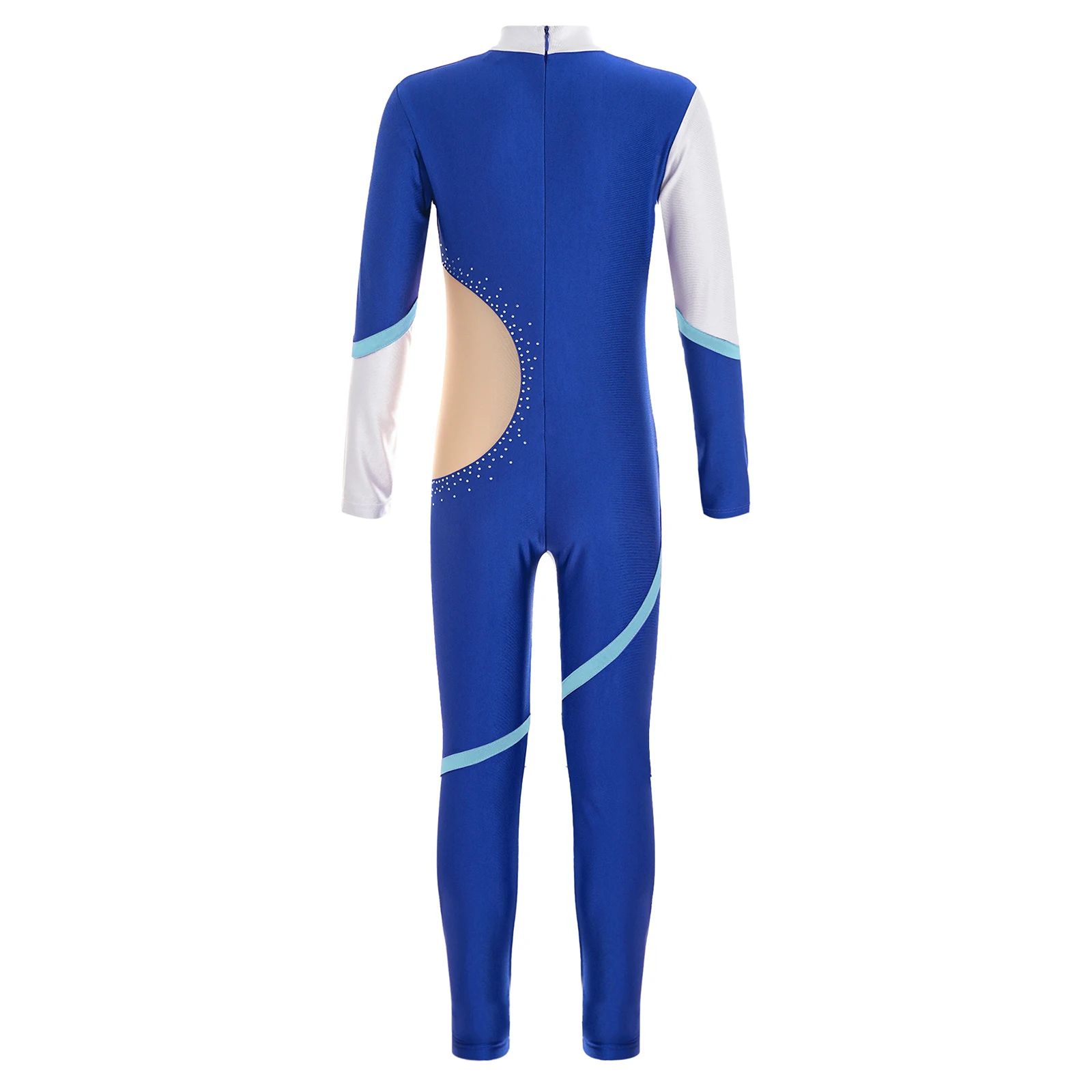 Kids Girls Figure Skating Gymnastic Competition Costume Artistic Jumpsuit Suit Long Sleeve Leotard Ballet Full Length Bodysuit