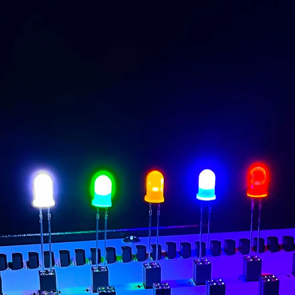 50szt./100szt. LED 3mm 5mm 8mm 10mm Zestaw diod LED z dyfuzyjnym światłem przeciwmgielnym Wielokolorowe diody elektroluminescencyjne Białe Czerwone Żółte Niebieskie Zielone