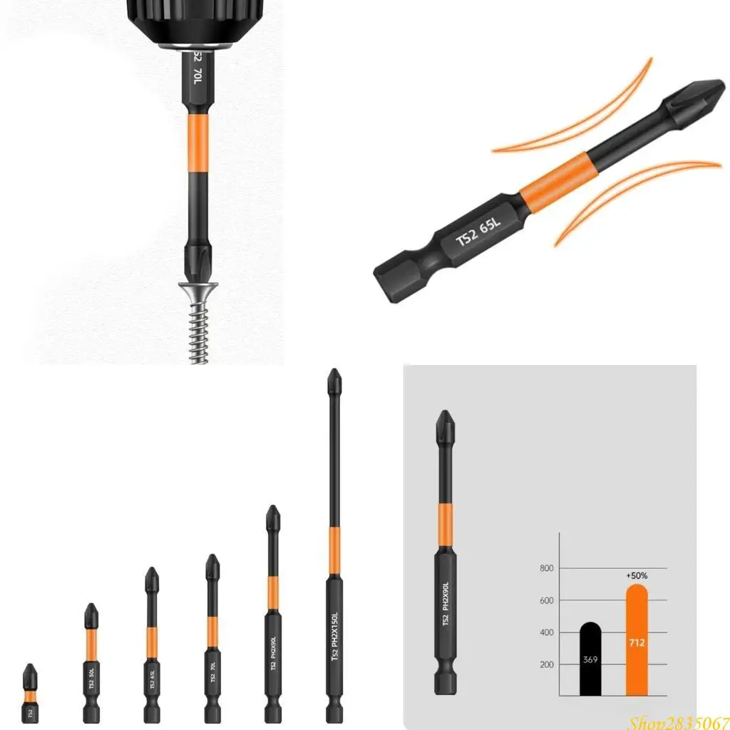 

6pcs сплав сплав с сплава сильная магнитная отвертка набор расширенного анти скольжения электрического винта 831f