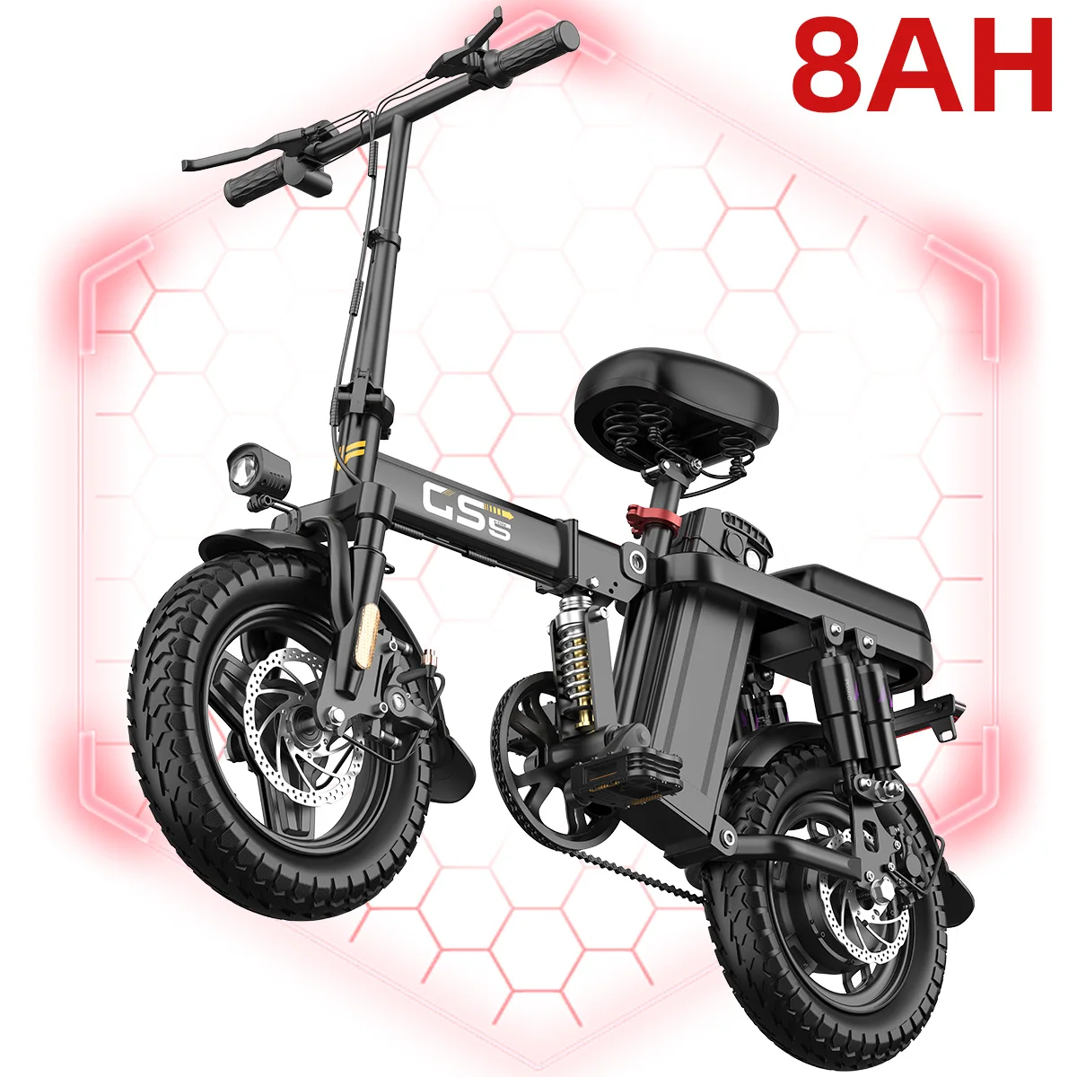 Uplee GS5 500W 48V 15AH Electric Bicycles Ebike E-Bike For Adults, 3-Riding Modes, 14" Foldable Ebike, With Charger And Battery, MAX Speed 19.9 MPH, Dual Disc Brakes, Durable And Lightweight Frame, All-Terrain Foldable Ebike