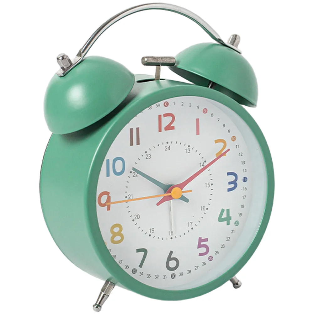 Alarm Clock for Students Glow in the Dark Metal Case Luminous Numbers and Markings Loud Bell Alarm Mute Quiet Movement