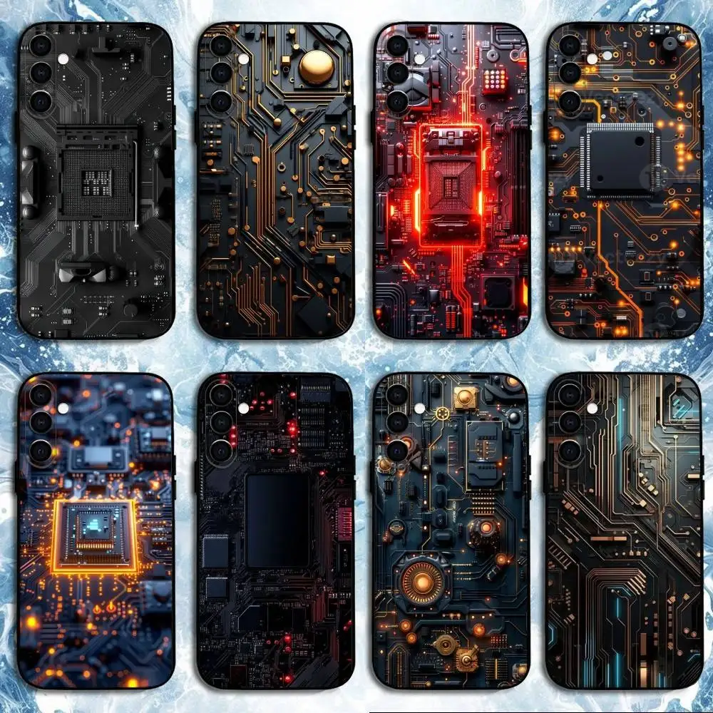 

Circuit board technology ai Phone Case For Samsung Galaxy A73,A72,A71,A70,A53,A52,A51,Others Soft Black Shell