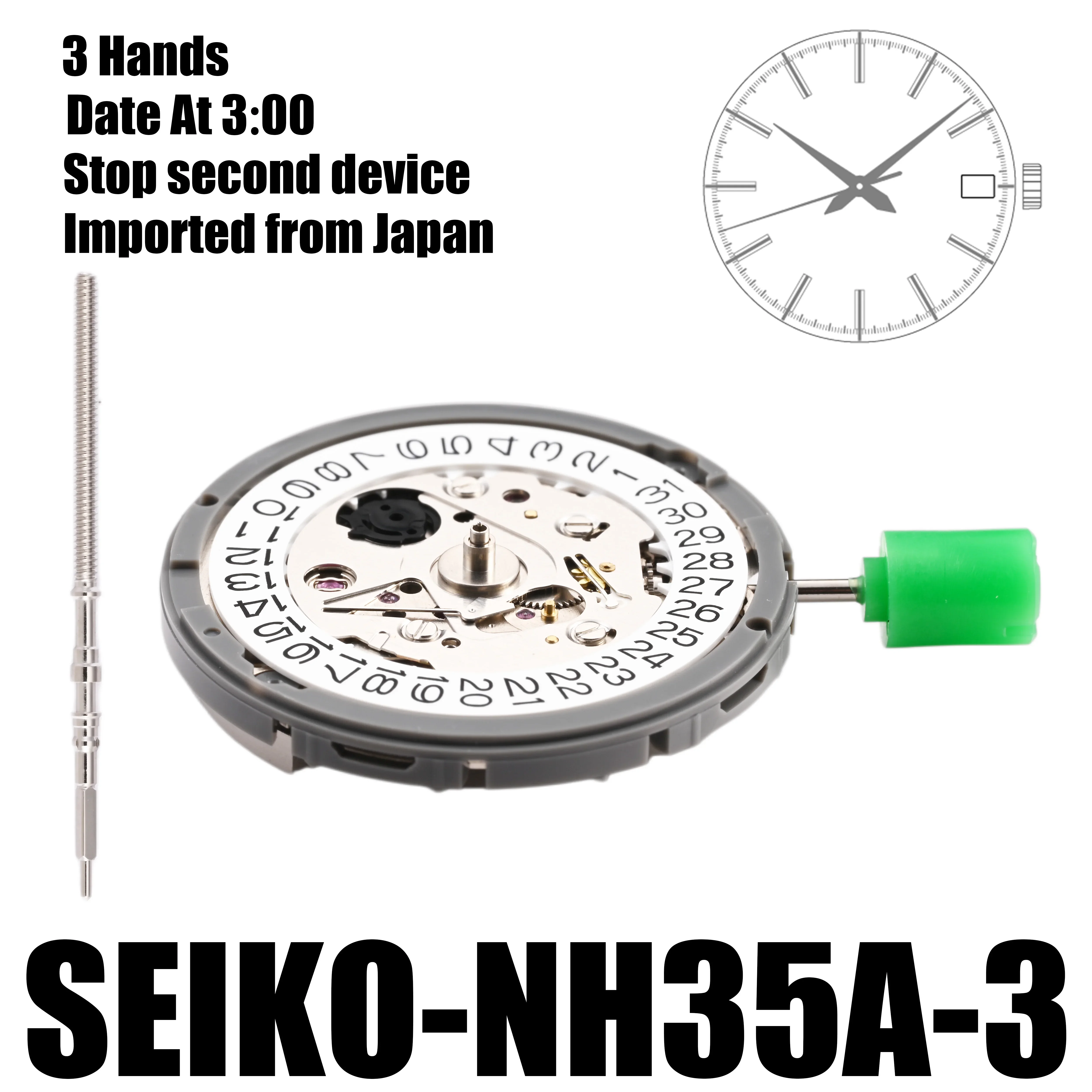 NH35 Movement SEIKO SII NH35A Movement Automatic Mechanical Movement 3 Hands Sweep second Date At 3:00 Japanese assembled