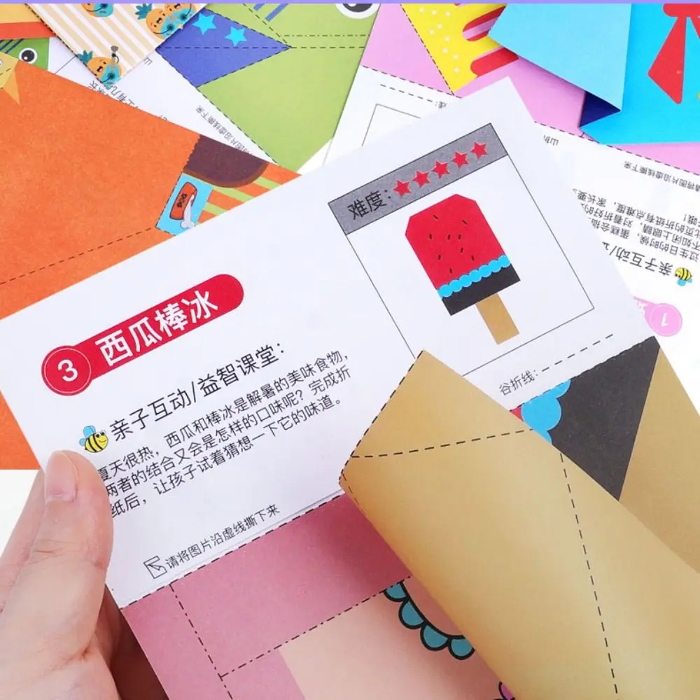 

Paper Handmade Colored Paper Set Art Learning Montessori Animal Handmade Origami 3D Folding Diy Paper-cut Book