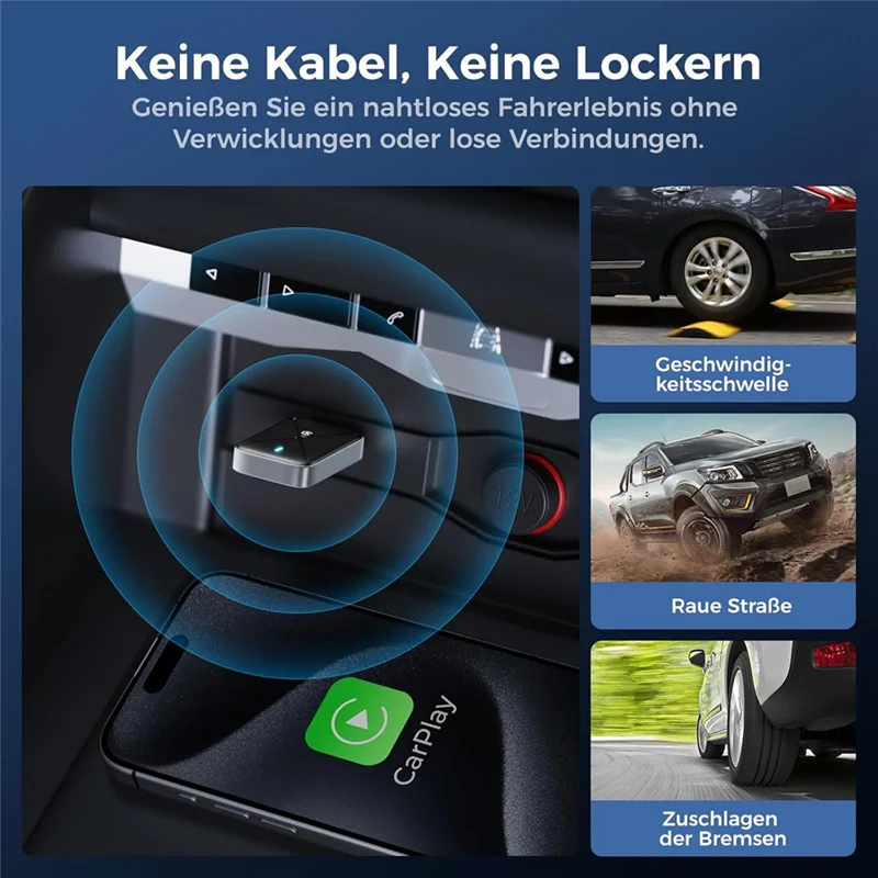 

ABVO-Carplay Wireless Adapter Mini Wireless Carplay Adapter Convert Wired To Wireless Fast Connection No Delay