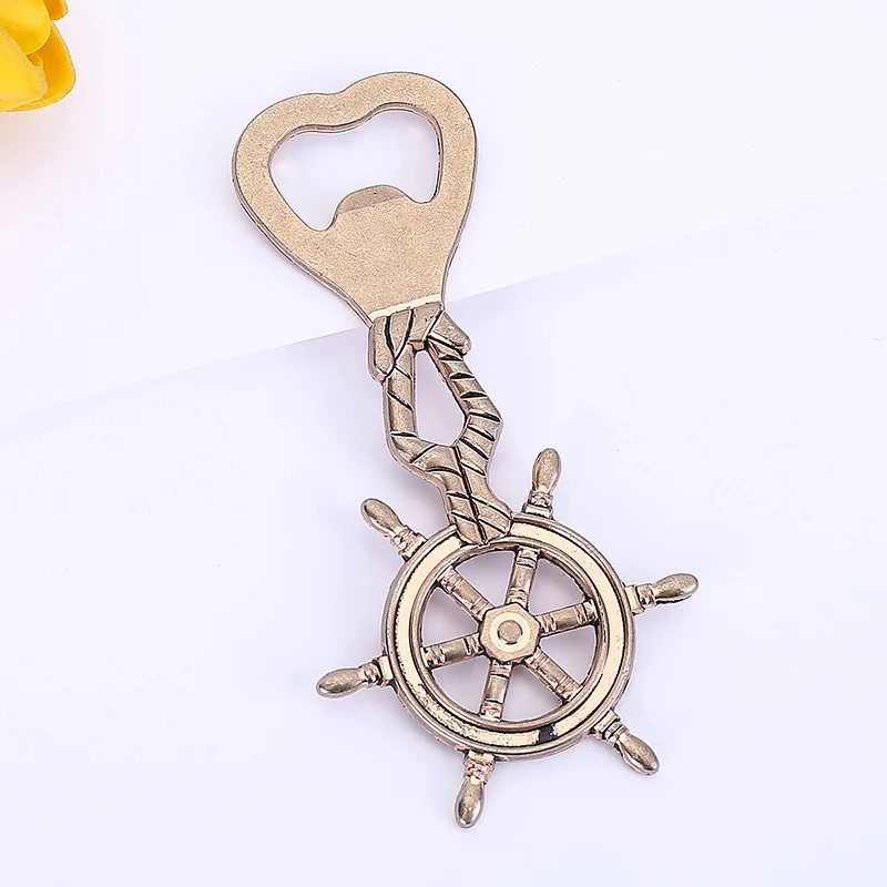 Antique Steering Wheel Anchor Beer Bottle Opener Nautical Theme Gifts for Wedding Baby Shower Decorations Party Favors for Guest