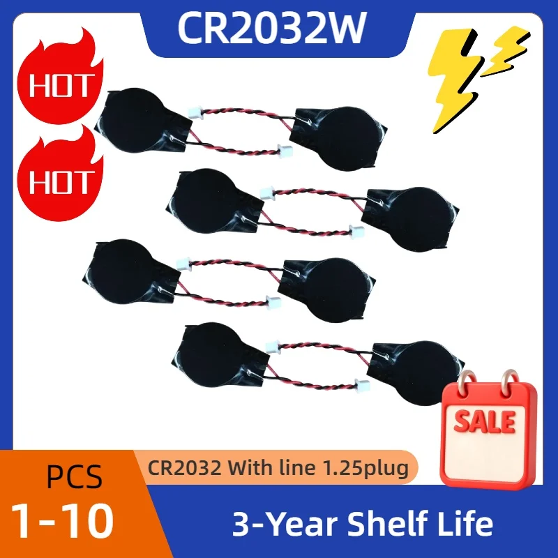 High-Capacity CR2032W CR2032 with Line 1.25 Plug BIOS Coms Button Cell Battery Lithium Battery for Notebook Motherboard