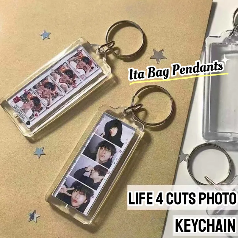 5-20Pcs Life 4 Cuts Acrylic Photo Strip Insert Keyring Blank DIY Handmade Picture Display Pendant Trendy Valentine's Day Gifts