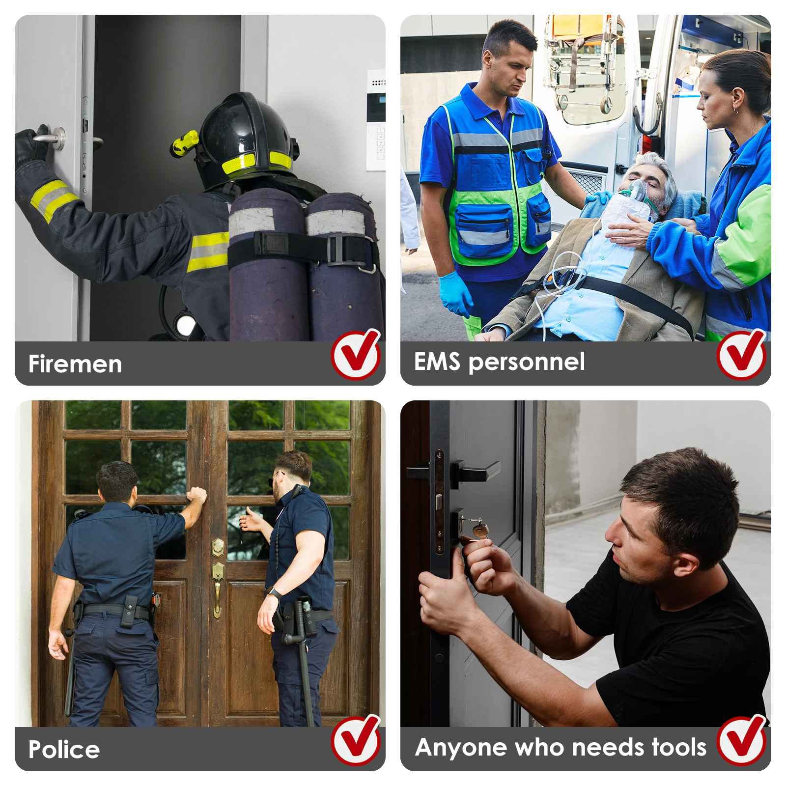 Imagem -06 - Conjunto Ferramentas de Bombeiro Picareta Abridor de Porta Multiuso Ferramenta de Alavancagem para Bombeiros Pry Bar Ferramentas Bloqueio Picking Pry Peças
