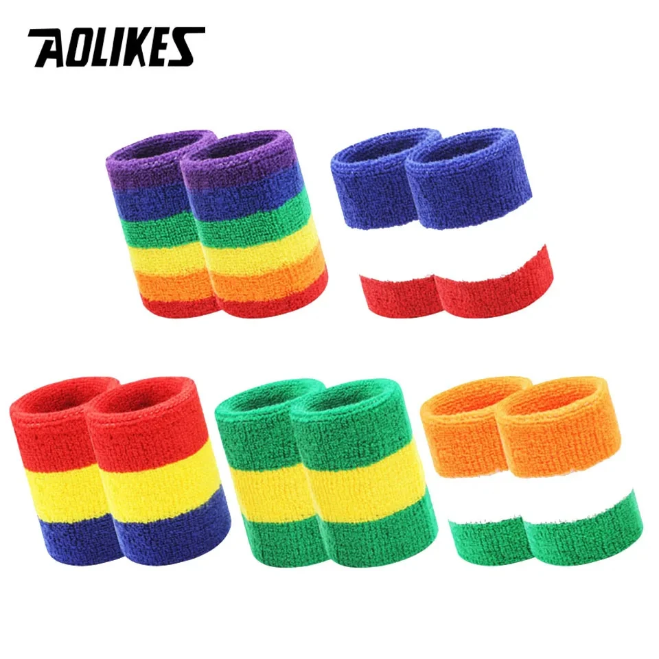 AOLIKES Wrist Sweatband Tennis Sport Wristband Volleyball Gym Elastic Wrist Brace Support Sweat Band Towel Bracelet Protector