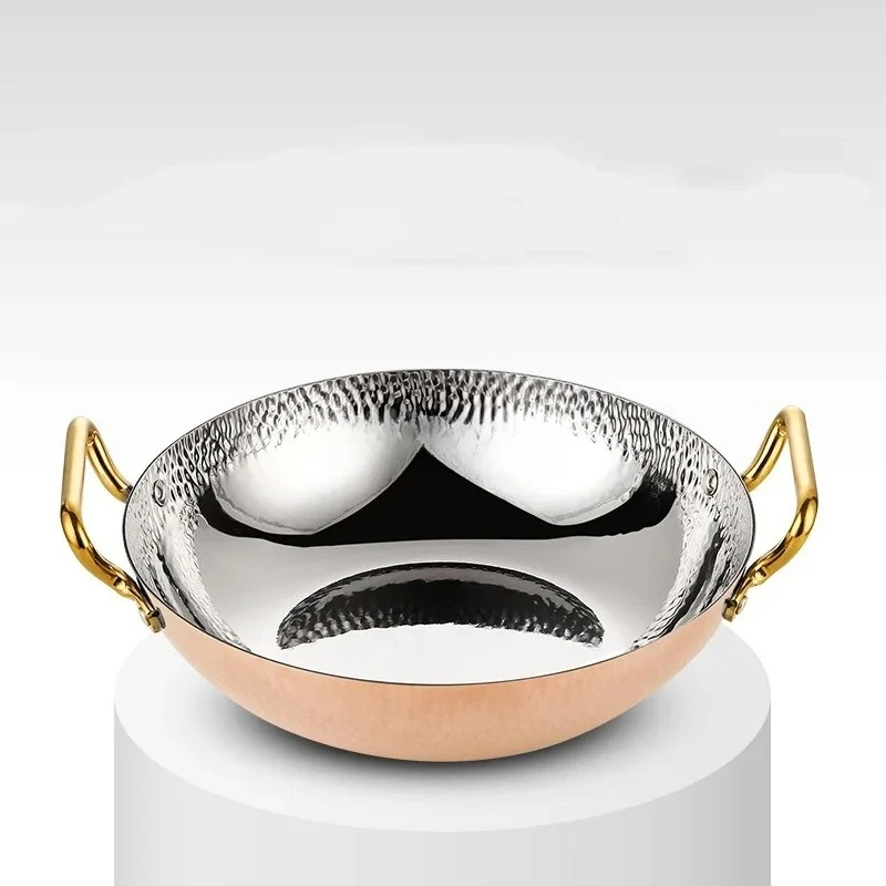 Olla caliente de acero inoxidable 304 con orejas dobles para pescado dorado, utensilios de cocina, ollas y sartenes de inducción, sartén Paella para mariscos