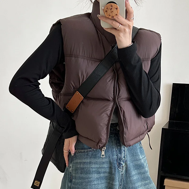 Dames Korte Vest Jas Herfst Winter Mouwloos Gilet Vrouwen Dikker Korte Vestjas Warme Mouwloze Jas Voor Dames