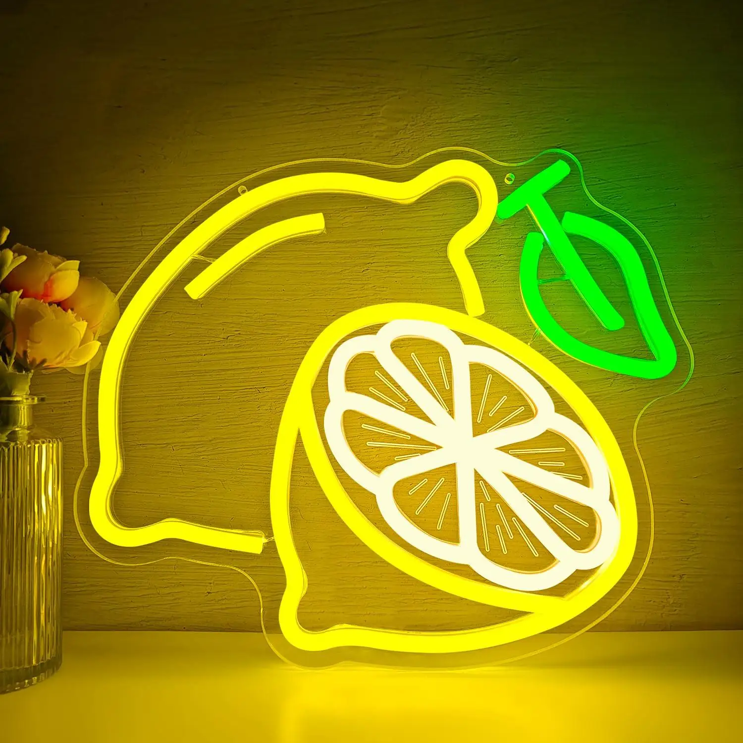 Letrero de neón con forma de limón, luz LED regulable, para el hogar, cocina, baño, bar, fiesta temática de limones, decoración de pared con frutas de verano