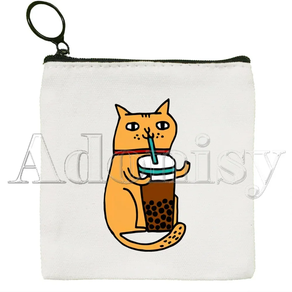 Bubble Tea Coin Purse Vintage Mini Wallet Change Pouch Household Portable Keys Card Storage Card Bag Zipper