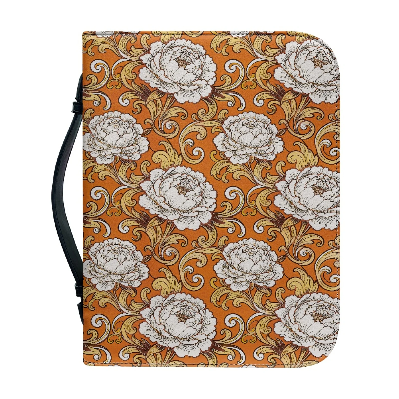 XIXIRIMIDO Orange Peony Floral New Arrival Protective Bible Hand Bag for Church PU Leather Bible Holder