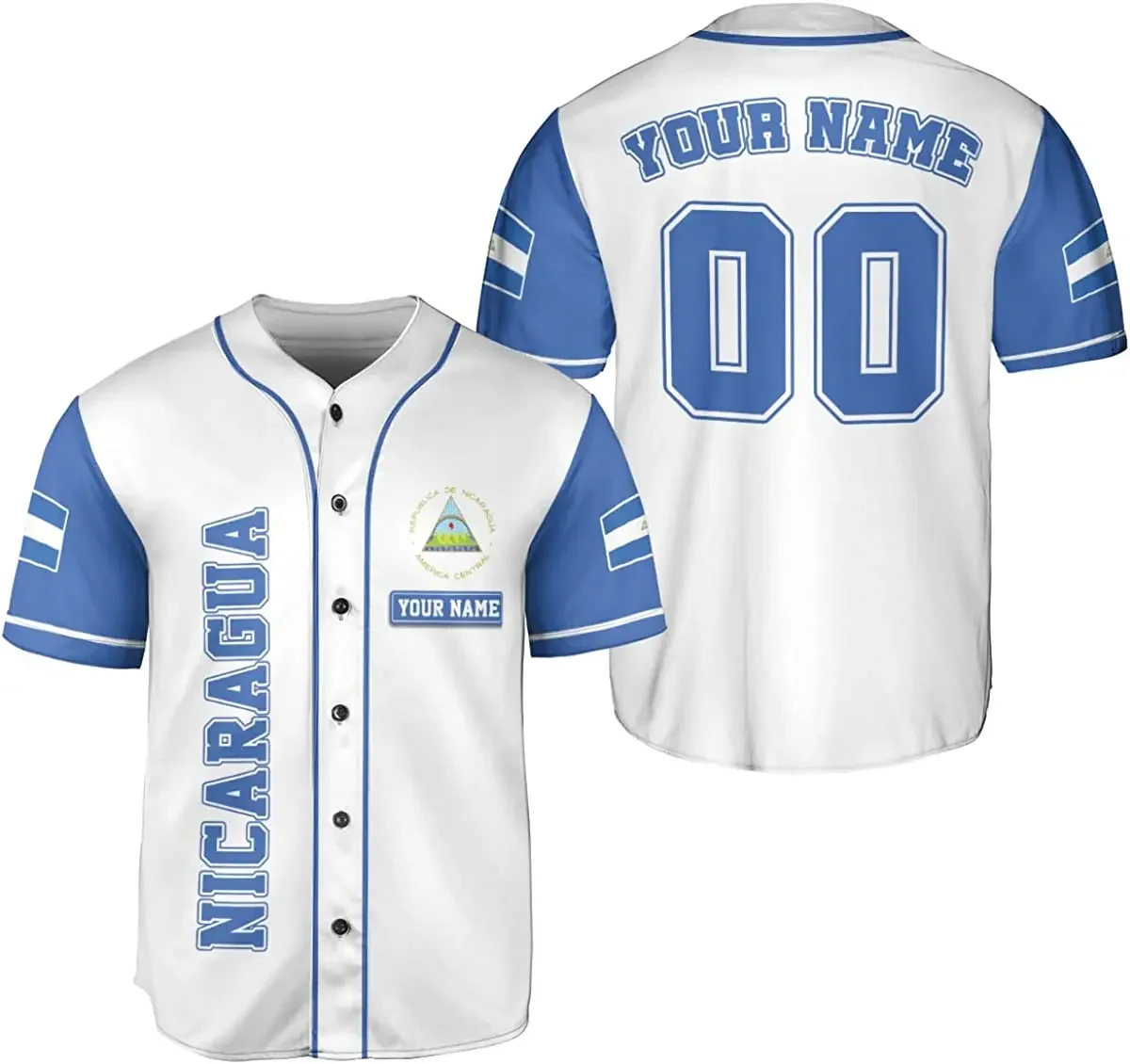 Men's  baseball shirt Custom Nicaragua Flag 3D Print Mesh  Baseball Jersey Shirt Top Tee Men Streetwear Short Sleeve Sport