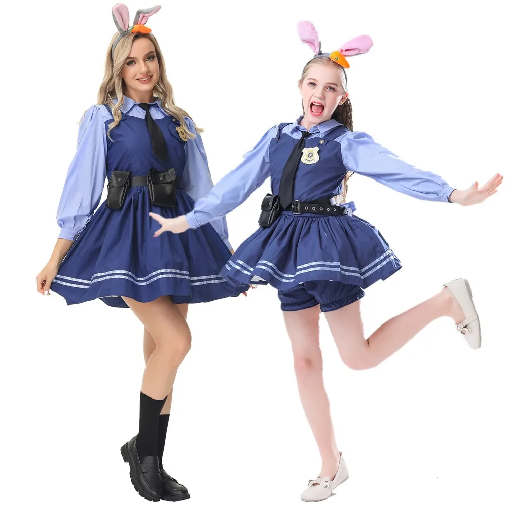 

Halloween Purim Masquerade Animal Bunny Rabbit Sheriff Cosplay Dress Carnival Party Anime Mad Judy Police Fancy Costume