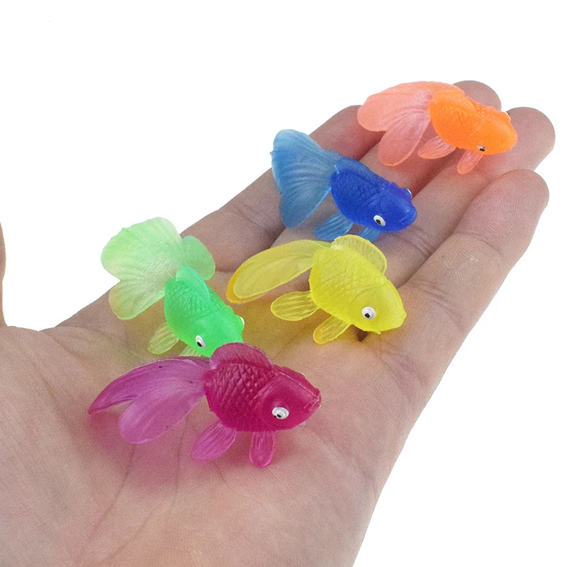 10Pcs/bag Mini Cartoon Gold Fish Kids Bath Toys  Simulation Goldfish Children Water Swimming Toys Fish Tank Decoration Ornament