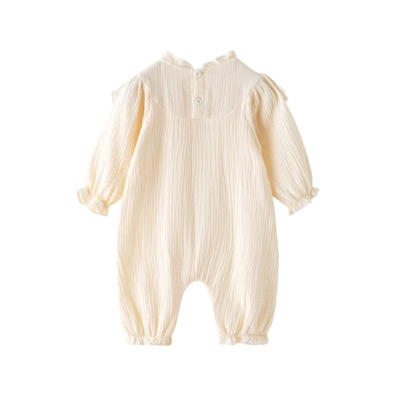 Ruffles Newborn Baby Girl Rompers Spring Autumn Mock Neck Cotton Girls Gauze Jumpsuits Onesies Clothes