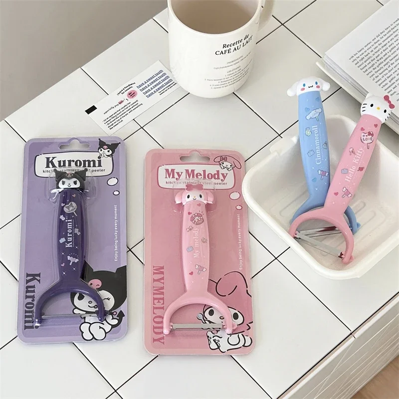 

Sanrio Hello Kitty Peeler Cute Cartoon Kuromi Cinnamoroll Peeling Knife Vegetable Fruit Scraper Kitchen Supplies Holiday Gifts