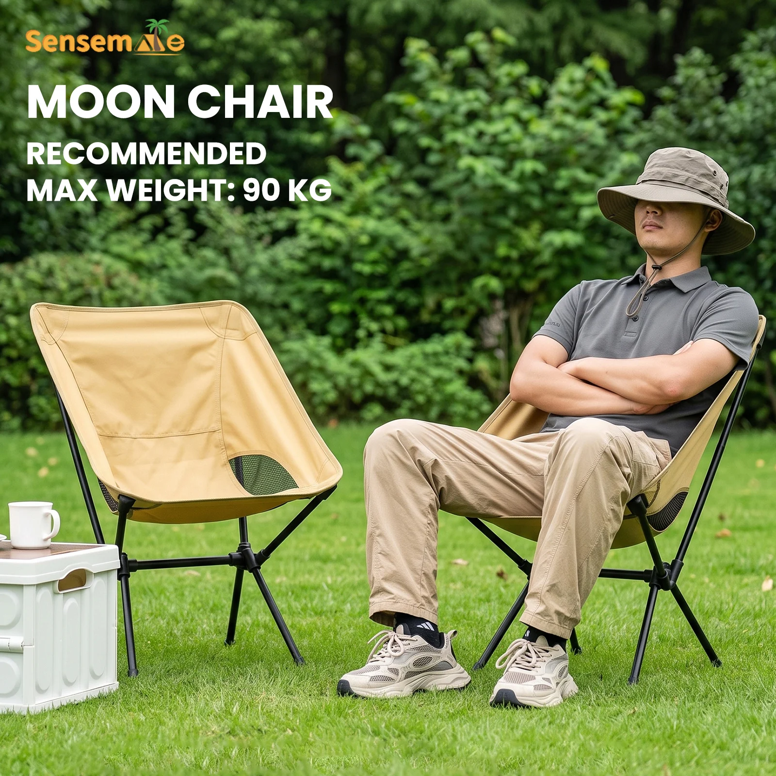 Folding Camping Moon Chair Portable Lightweight Comfort Picnic Chair for Outdoor Beach Hiking Travel Patio Garden Fishing Tent