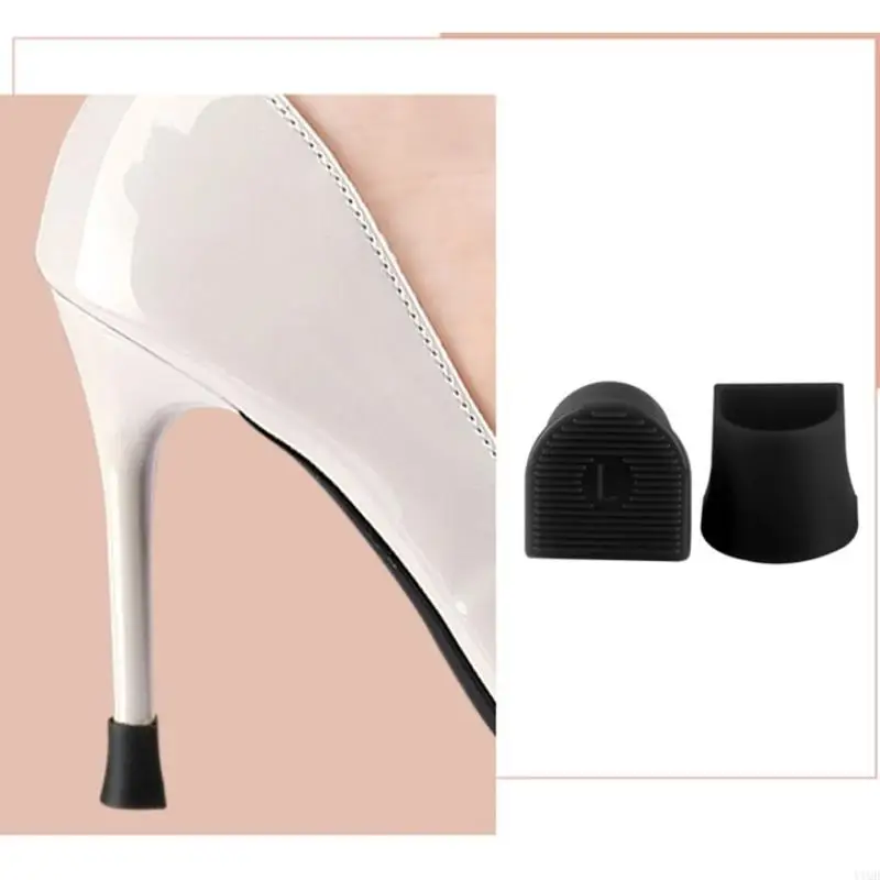 2Pairs Anti Slip Noise Reducing Heel Covers Heel Guard Women Shoe Accessories